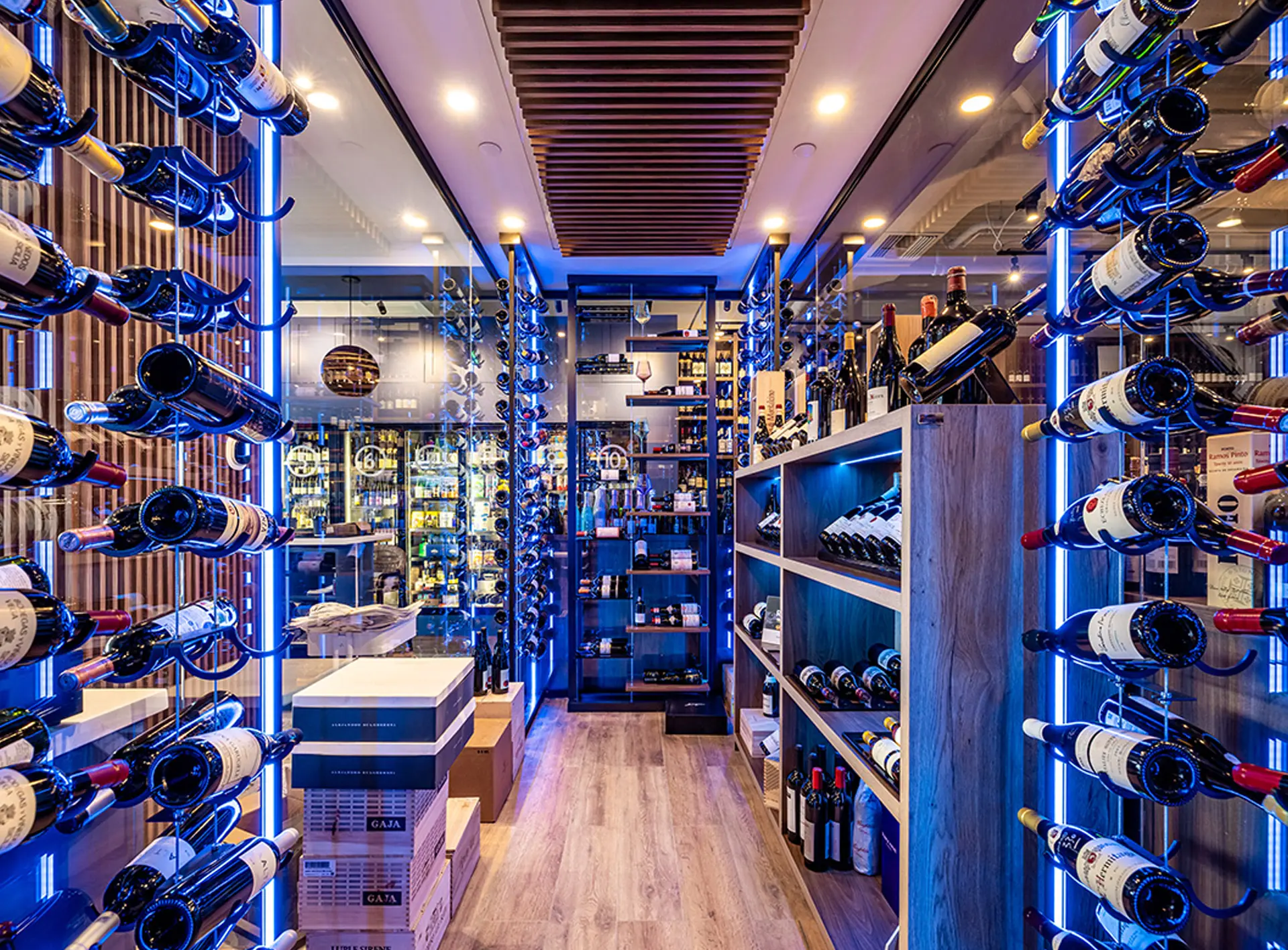 Luxury custom wine cellar interior by CellArtus