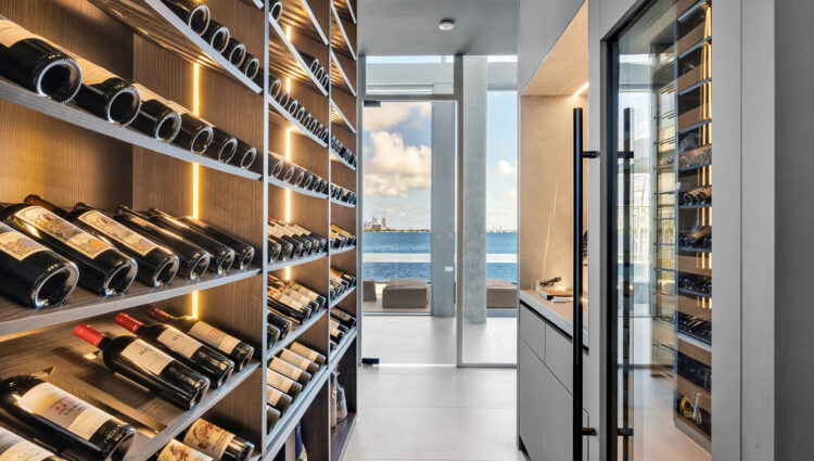 Wall glass wine cellar — backlit wine wall ideas by CellArtus
